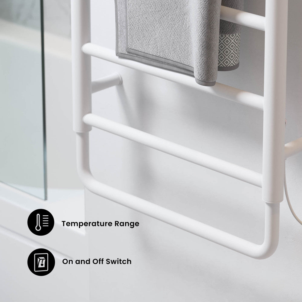 Ivy 8-Bar Electric Towel Warmer in Matte White
