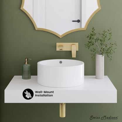 Monaco 36" Floating Bathroom Shelf with Vessel Sink in Glossy White