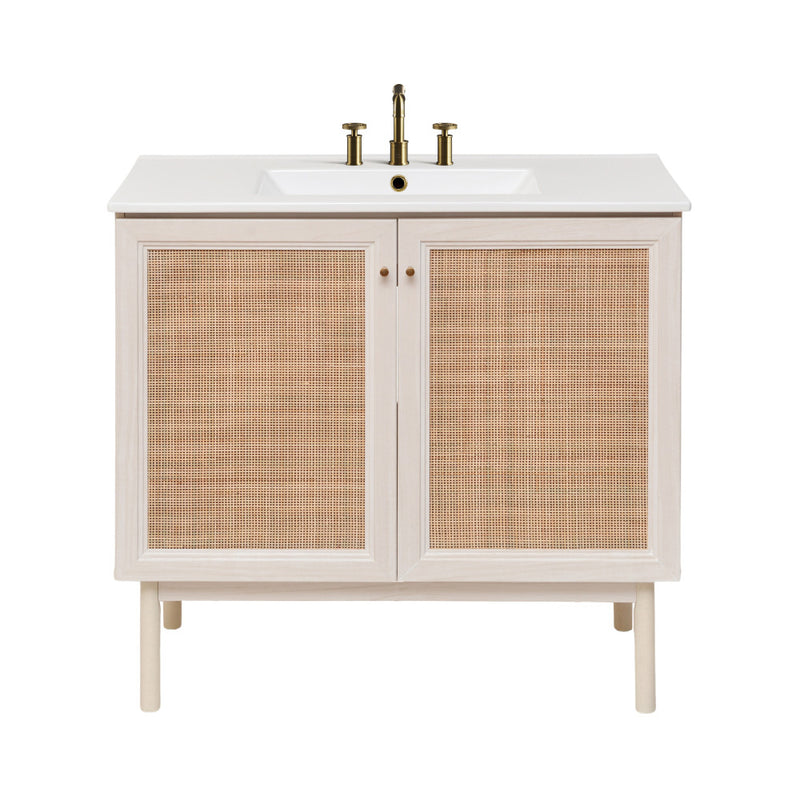 Classe 36" Freestanding Bathroom Vanity in White Oak with 3-Hole Widespread Sink Top