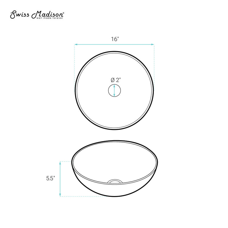 Classe 16 Ceramic Sink in Shiny White