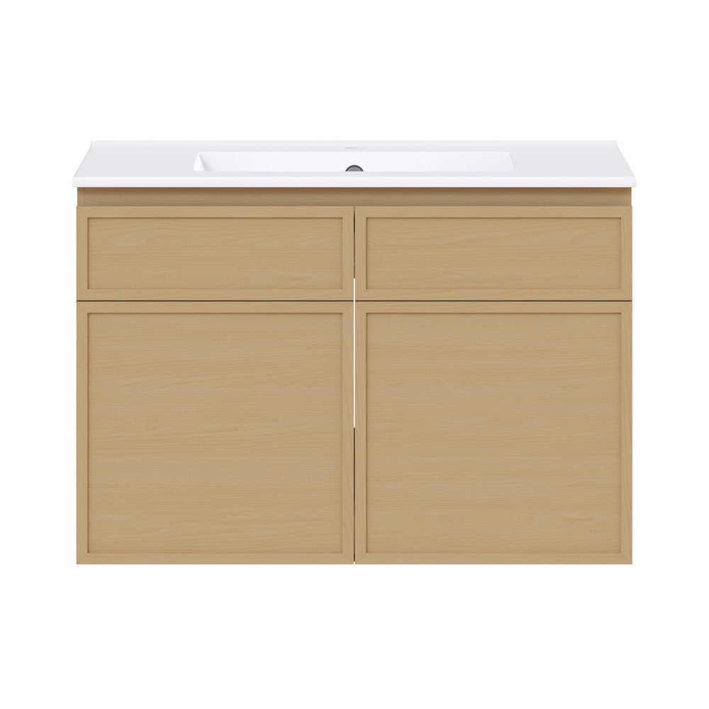 St. Tropez 30" Wall-Mounted Bathroom Vanity in Natural Oak with Sink Top