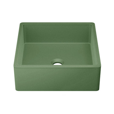 Lisse 15.5" Concrete Square Vessel Sink in Matte Royal Green