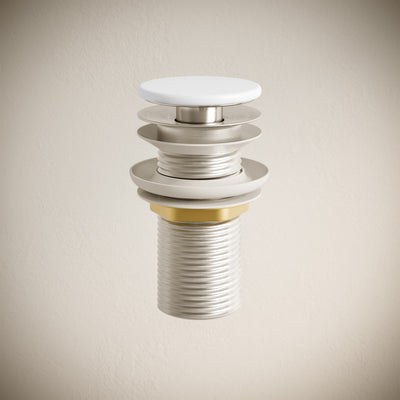 Lisse Concrete Bathroom Sink Non-Overflow Pop Up Drain in Matte White