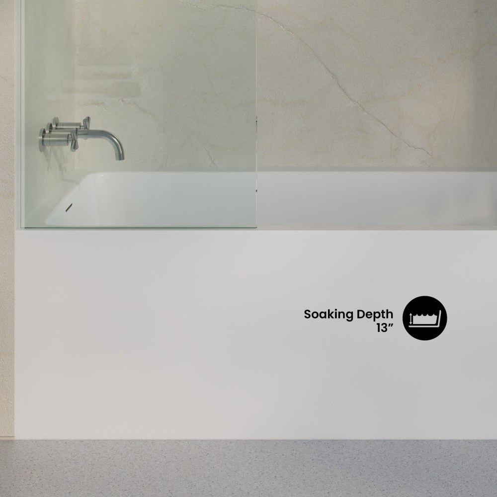 Voltaire 72 x 32 Skirted Left Drain Soaking Alcove Bathtub in Glossy White, Drain Included