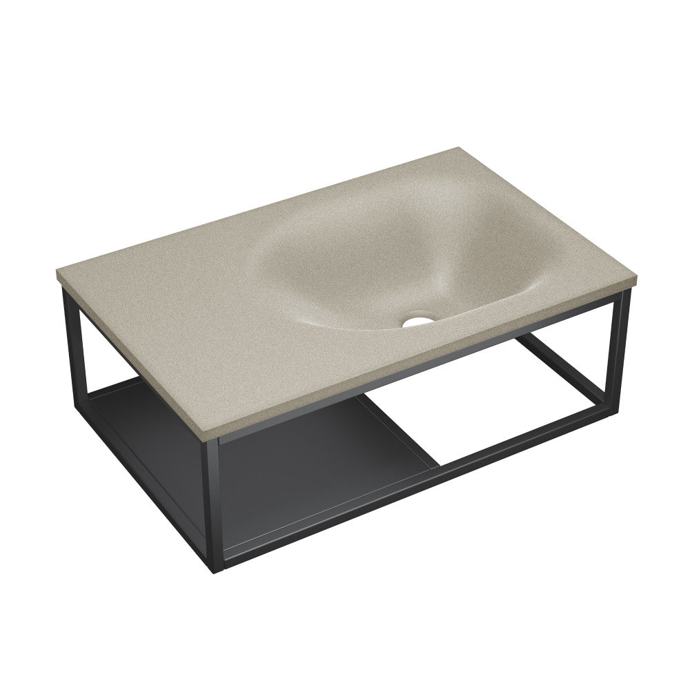 Lisse 24" Rectangle Concrete Wall-Mount Bathroom Sink in Taupe with Matte Black Frame