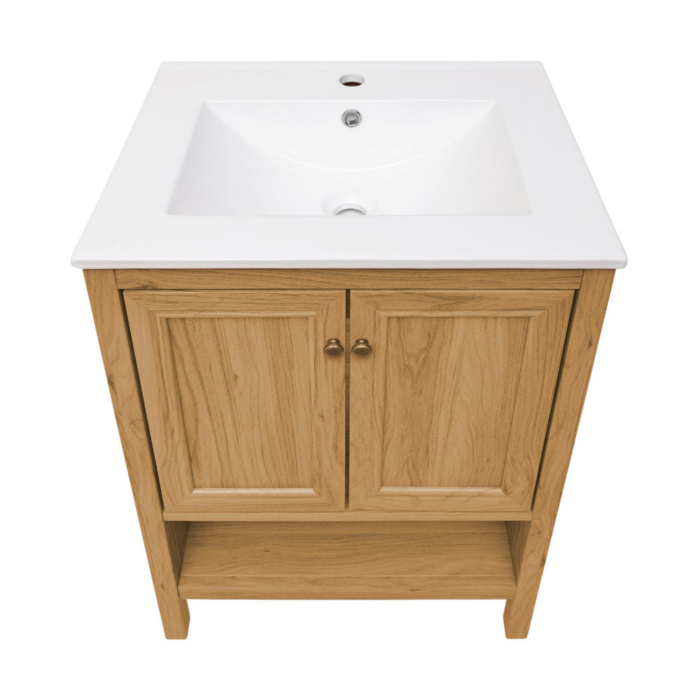 Chateau 24" Freestanding Bathroom Vanity in Golden Oak with Sink Top