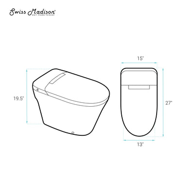 Hugo H Power Flush Tankless Toilet 12" Rough-in 1.1 GPF Non-Electric ADA Toilet with Integrated Tank in Glossy White