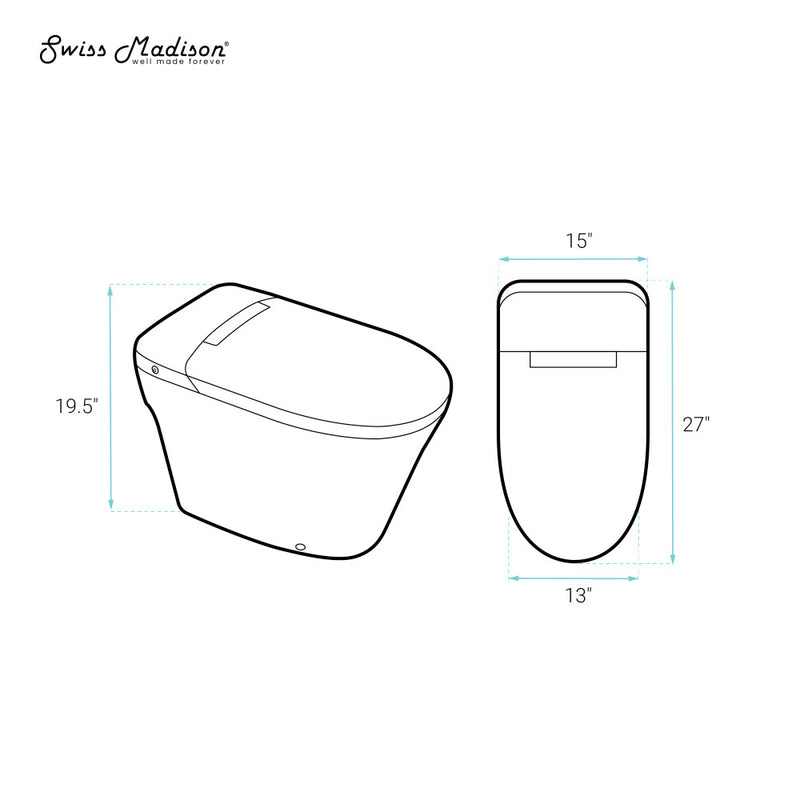 Hugo H Power Flush Tankless Toilet 12" Rough-in 1.1 GPF Non-Electric ADA Toilet with Integrated Tank in Glossy White