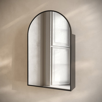 Porte 20 x 30 Arched Recessed/Wall Mount Medicine Cabinet with Mirror in Black