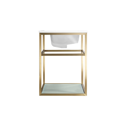 Pierre 30 Single, Open Shelf, Gold Metal Frame Bathroom Vanity