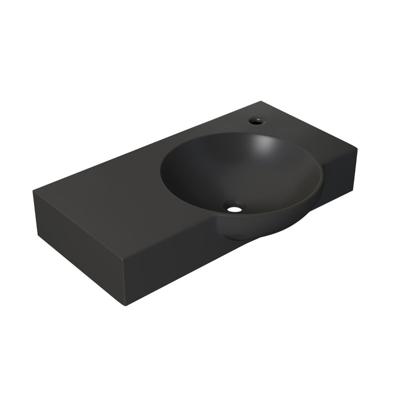 Chateau 30" Right Side Faucet Wall-Mount Bathroom Sink in Matte Black