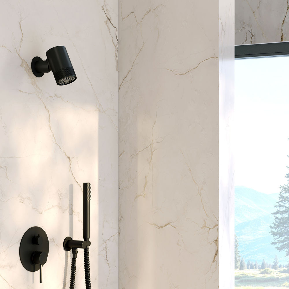 Lumiere 2-Spray Patterns 2.5 GPM Wall Mount Fixed Shower Head in Matte Black