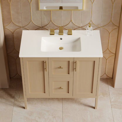 Forme 36" Modular Freestanding Bathroom Vanity with 3-Hole Widespread Top in Natural Oak