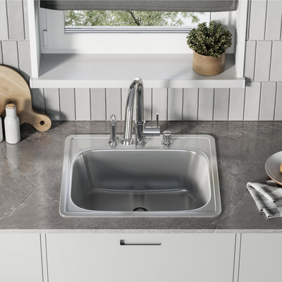 Ouvert 25 x 22 Stainless Steel, Single Basin, Top Mount Kitchen Sink