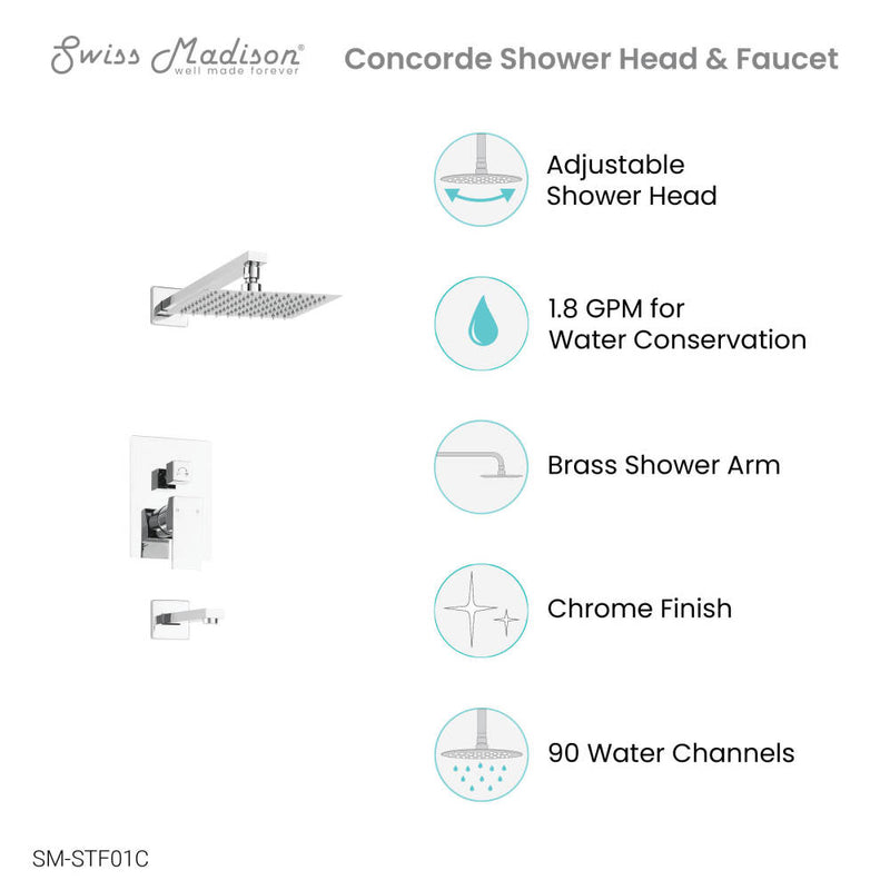 Concorde Single-Handle 1-Spray Tub and Shower Faucet in Chrome (Valve Included)