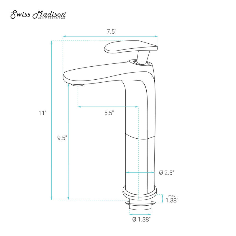 Sublime Single Hole, Single-Handle, High Arc Bathroom Faucet in Brushed Gold