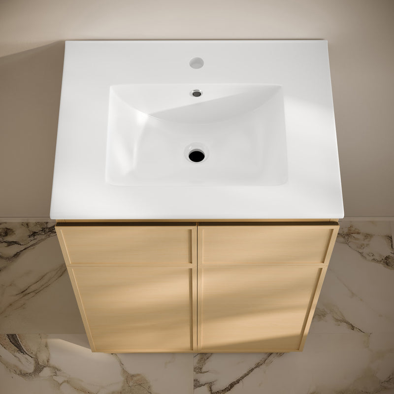 St. Tropez 24" Freestanding Bathroom Vanity in Natural Oak with Sink Top