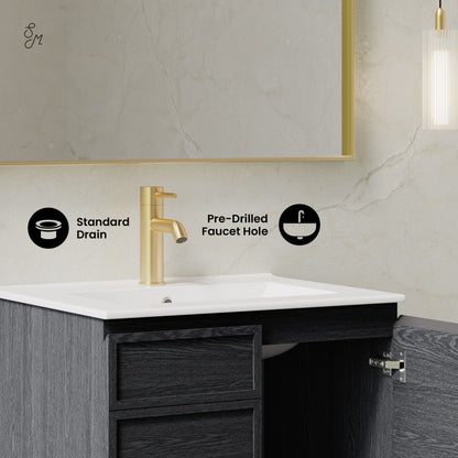 St. Tropez 24" Wall-Mounted Bathroom Vanity in Black Oak with Sink Top