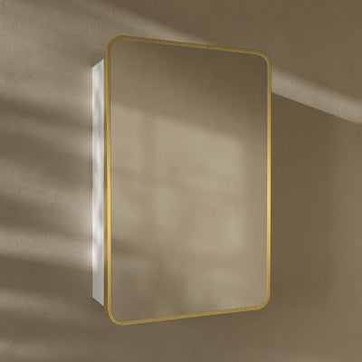 Pierre 20 x 30 Rectangle Recessed/Wall Mount Medicine Cabinet with Mirror in Brushed Gold