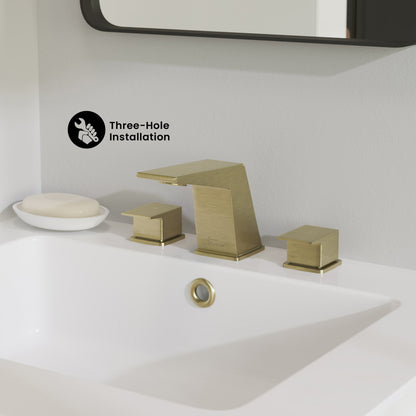 Carre 8 in. Widespread, 2-Handle, Bathroom Faucet in Brushed Gold