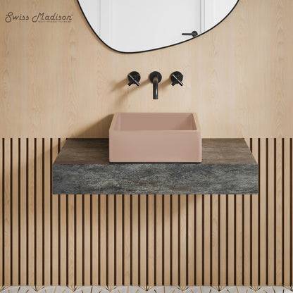 Lisse 15.5" Concrete Square Vessel Sink in Matte Blush