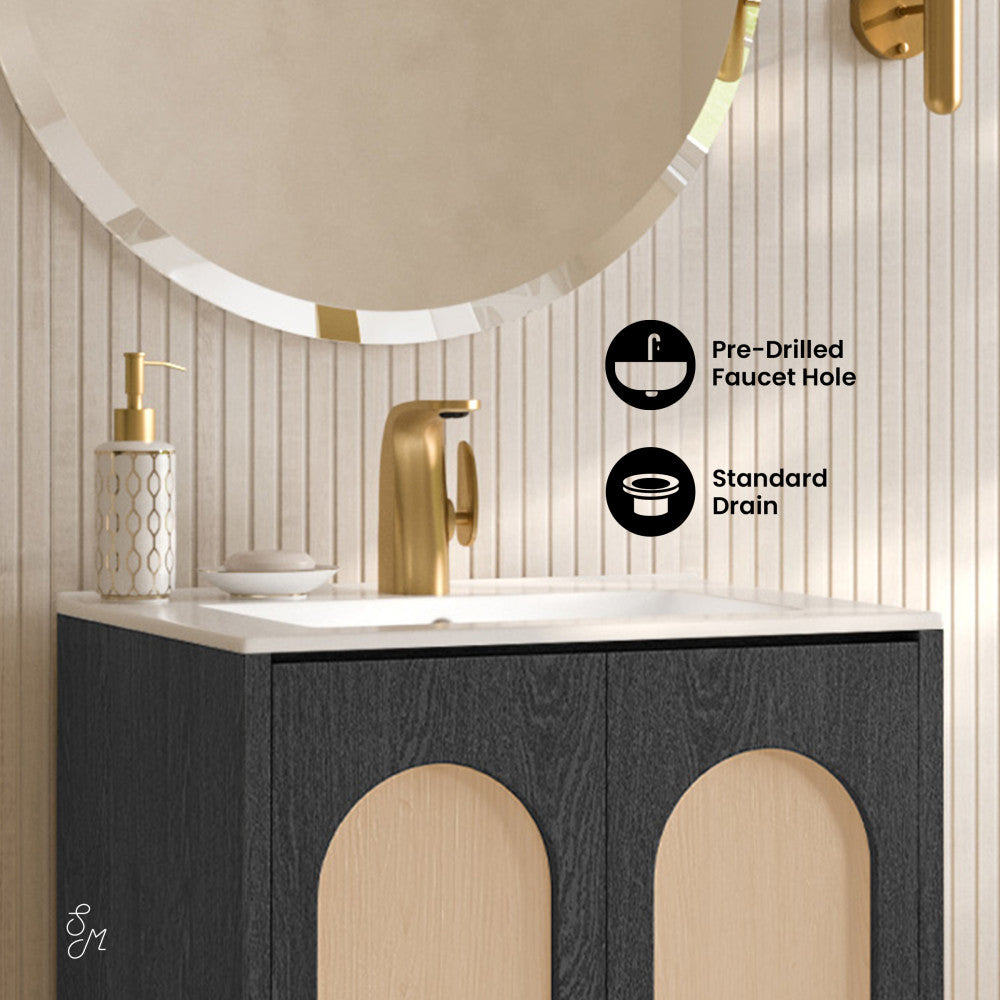 Porte 24" Freestanding Bathroom Vanity in Black Oak with Sink Top