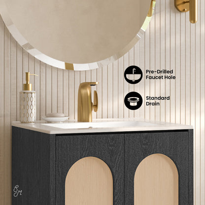 Porte 24" Freestanding Bathroom Vanity in Black Oak with Sink Top