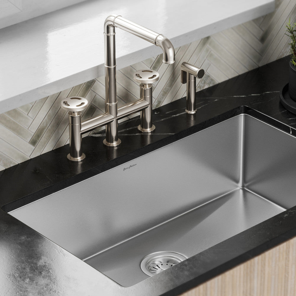 Avallon Pro Widespread Kitchen Faucet with Side Sprayer in Brushed Nickel
