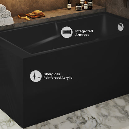 Voltaire 60 x 32 Right Drain Soaking Alcove Corner Apron Bathtub in Matte Black