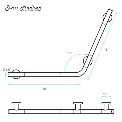 Auvergne 18" x 18" Angled Grab Bar in Matte White