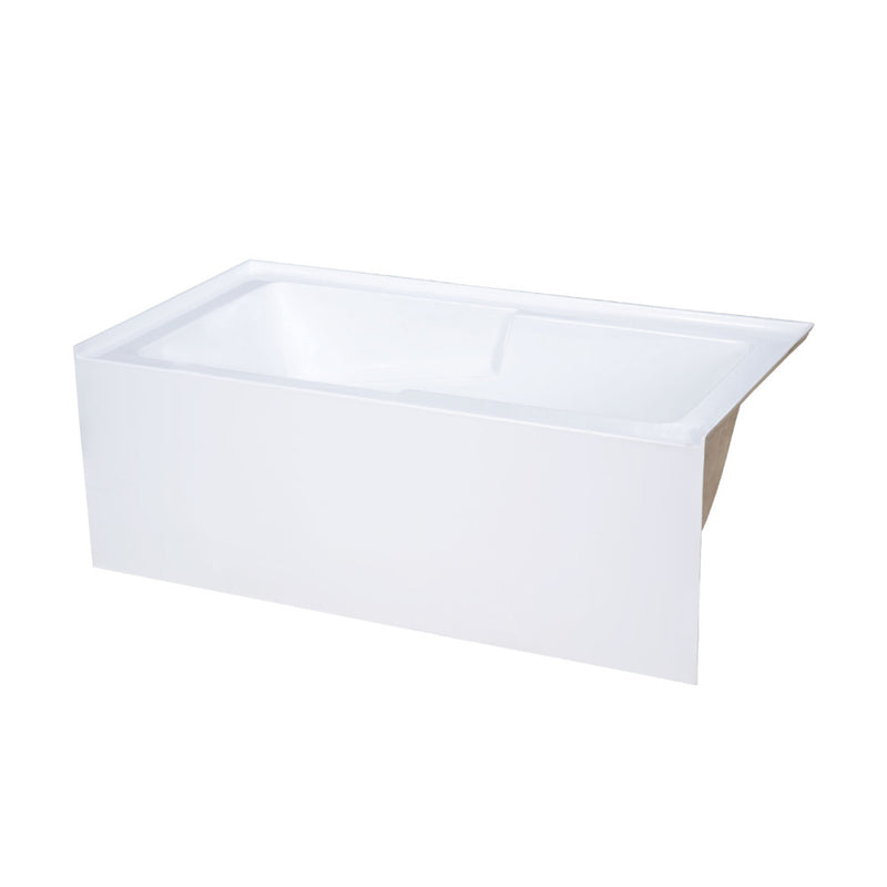 Voltaire 60 x 30 Skirted Right Drain Soaking Apron Bathtub in Glossy White with Integrated Overflow and Armrest, Drain Included