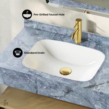 Avancer 36" Wall-Mounted Bathroom Vanity in Natural Oak with Blue Celeste Sink Top
