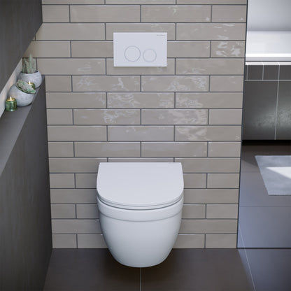 Elongated wall-hung toilet bowl in matte white with a sleek, modern design.