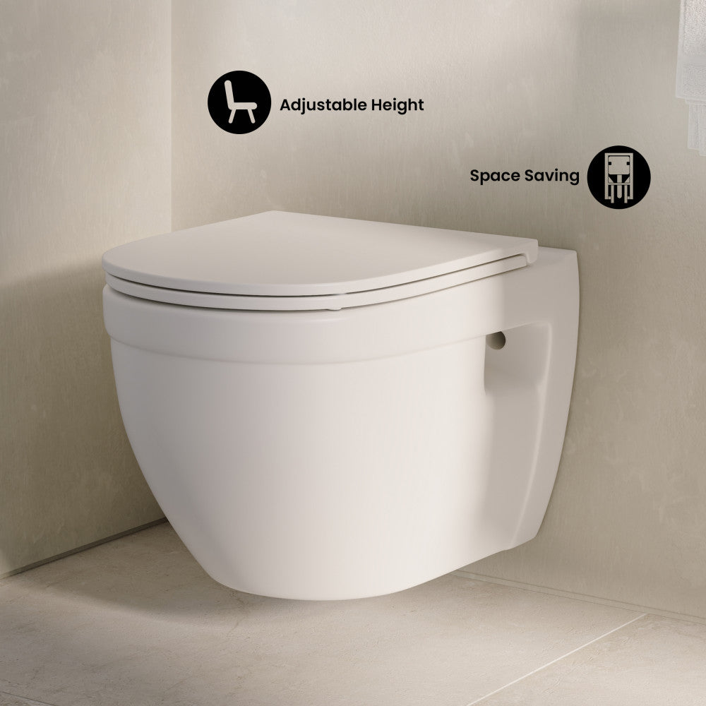 Ivy Wall-Hung Elongated Toilet Bowl Only in Matte White
