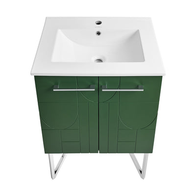 Annecy 24" Freestanding Bathroom Vanity in Atlas Green with Sink Top