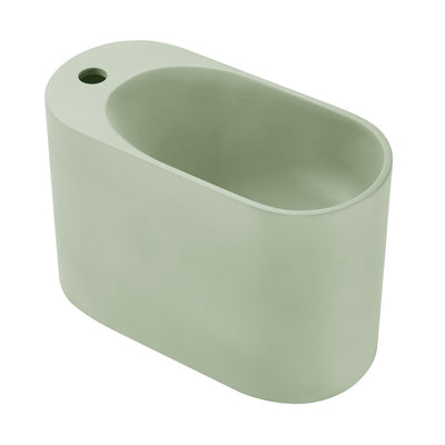 Terre 18" Solid Surface Oval Wall-Mounted Sink with Left Side Faucet Mount in Matte Palm Green