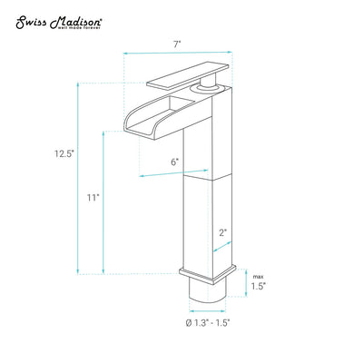 Concorde Single Hole, Single-Handle, High Arc Waterfall, Bathroom Faucet in Brushed Gold