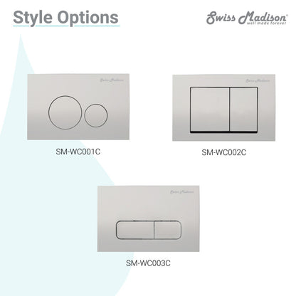 Concorde Wall Mount Dual Flush Actuator plate with Square Push Buttons in Matte Chrome