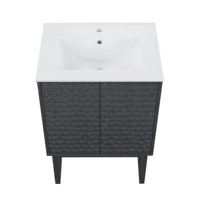 Bosse 24" Freestanding Bathroom Vanity in Black Oak with Sink Top