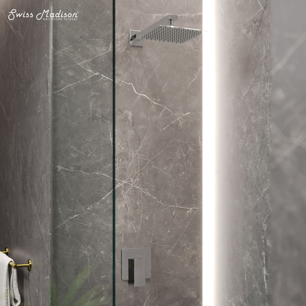 Concorde Single-Handle 1 Spray 8" Wall Mounted Fixed Shower Head in Chrome (Valve Included)