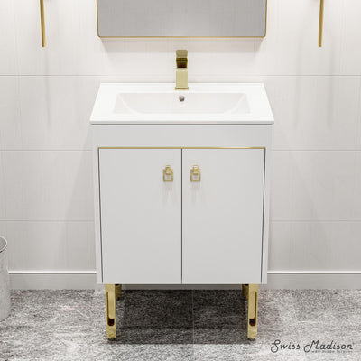 Lumiere 24" Freestanding Bathroom Vanity in White with Sink Top