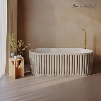 Delice 67" Freestanding Concrete Bathtub in Sand, Drain Included