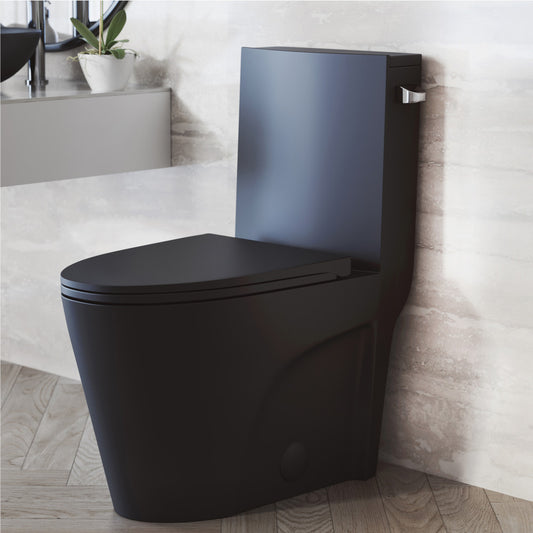 St. Tropez One-Piece 14" Rough-in 1.28 GPF Right-Hand Vortex Flush Elongated Toilet in Matte Black