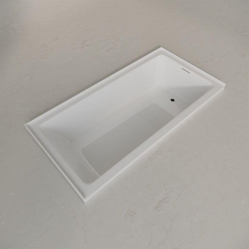 Voltaire 72 x 36 Right Drain Soaking Alcove Bathtub in Glossy White with Integrated Armrest