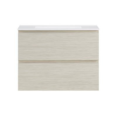 Liberte 30" Wall-Mounted Bathroom Vanity in White Oak with 3-Hole Widespread Sink Top
