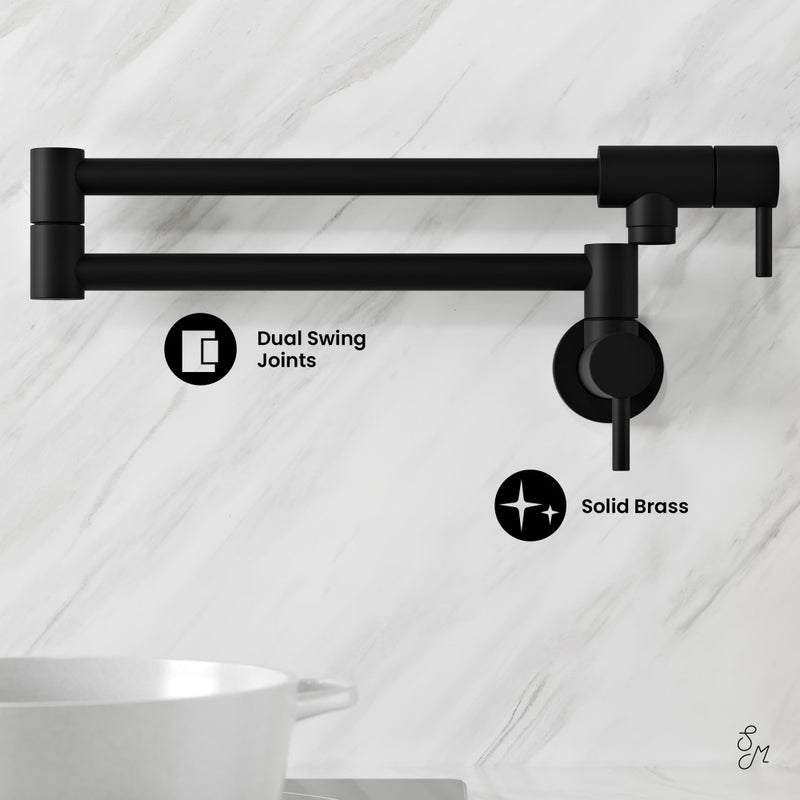 Ivy Retractable Wall-Mounted Pot Filler in Matte Black