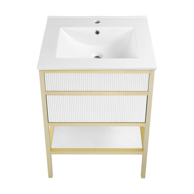 Cache 24" Freestanding Bathroom Vanity in White with Sink Top