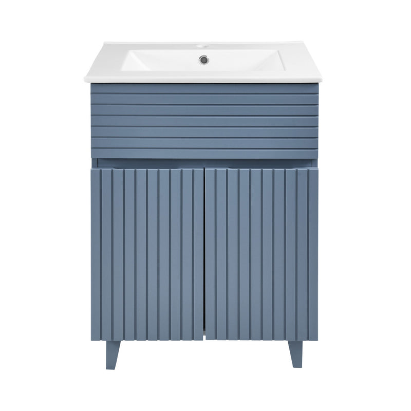 Bernay 24" Freestanding Bathroom Vanity in Blue Heather with Sink Top