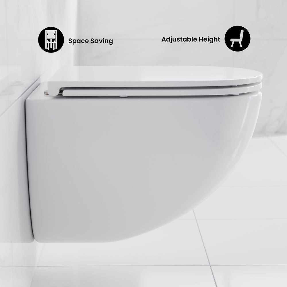 St. Tropez Wall-Hung Toilet Bundle 0.8/1.6 GPF Dual Flush in Glossy White with Flush Plate