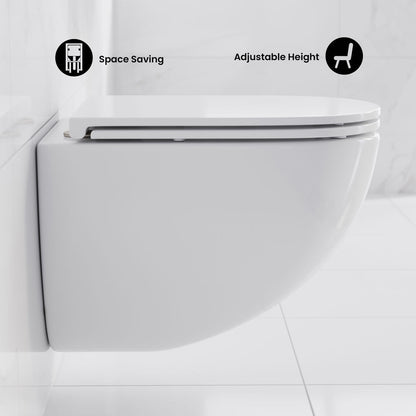 St. Tropez Wall-Hung Toilet Bundle 0.8/1.6 GPF Dual Flush in Glossy White with Flush Plate